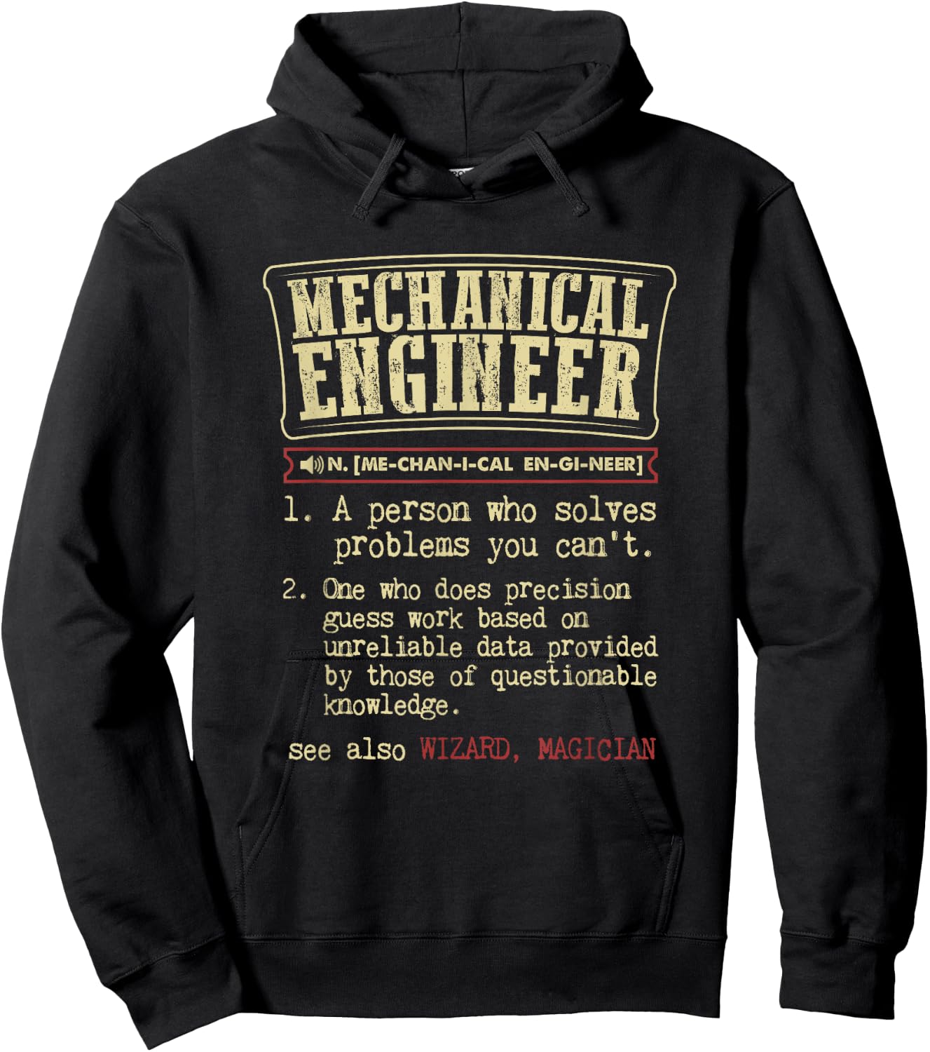 Mechanical Engineer Funny Dictionary Definition Small Hoodie - Hoodie | Black