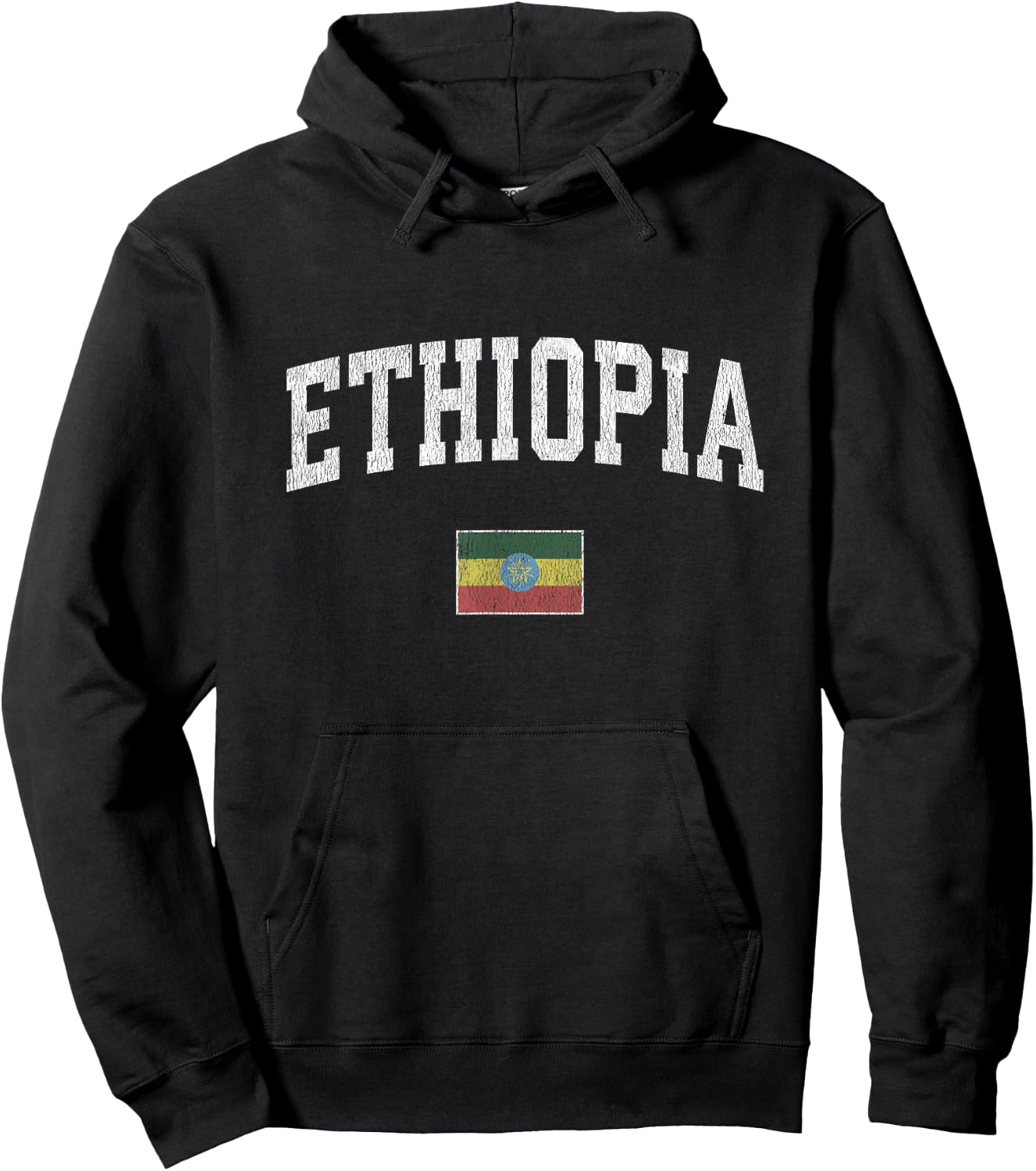Ethiopia Vintage Sports Design Ethiopian Flag Hoodie - Hoodie | Black