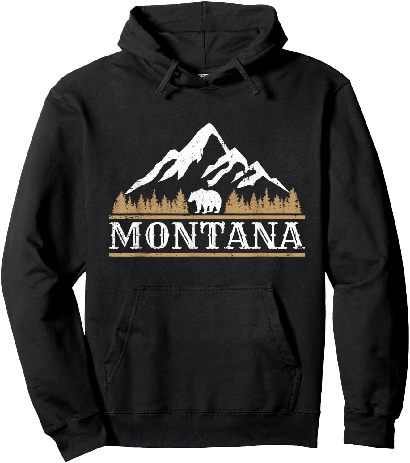 Rugged Montana Mountain Bear Outdoor Hiking Adventure Hoodie - Hoodie | Black