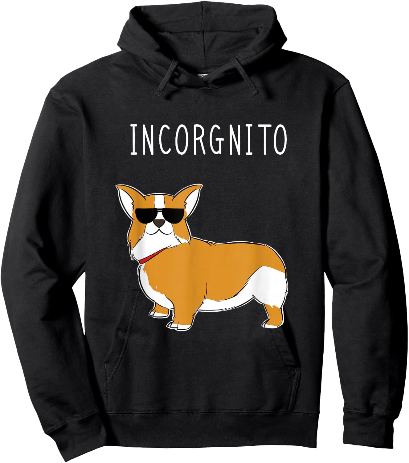 Incorgnito - Funny Corgi Dog Incognito Pun Men Women Girls Kids Hoodie - Hoodie | Black