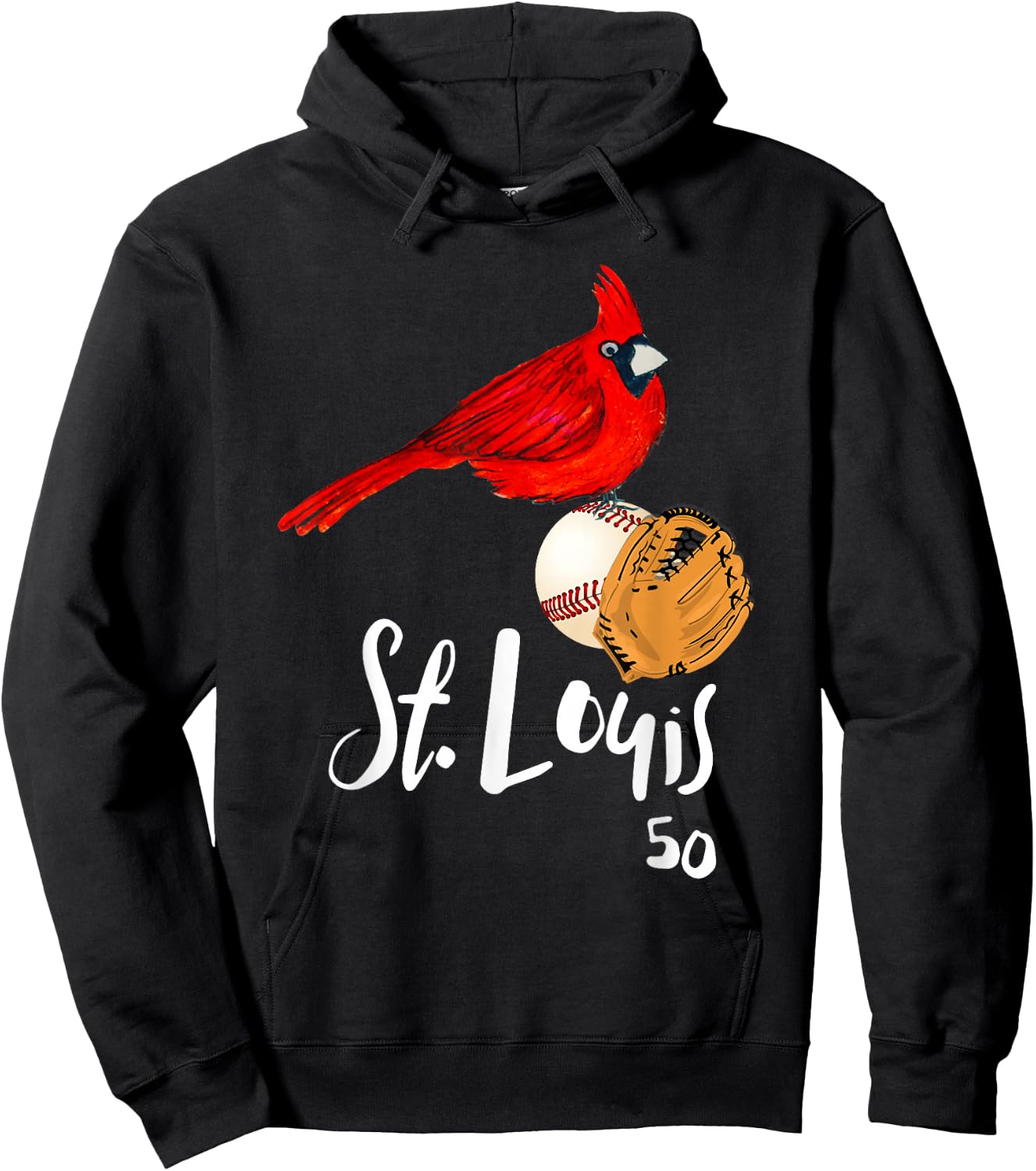 Saint Louis Red Cardinal Number 50 Baseball Art Hoodie - Hoodie | Black