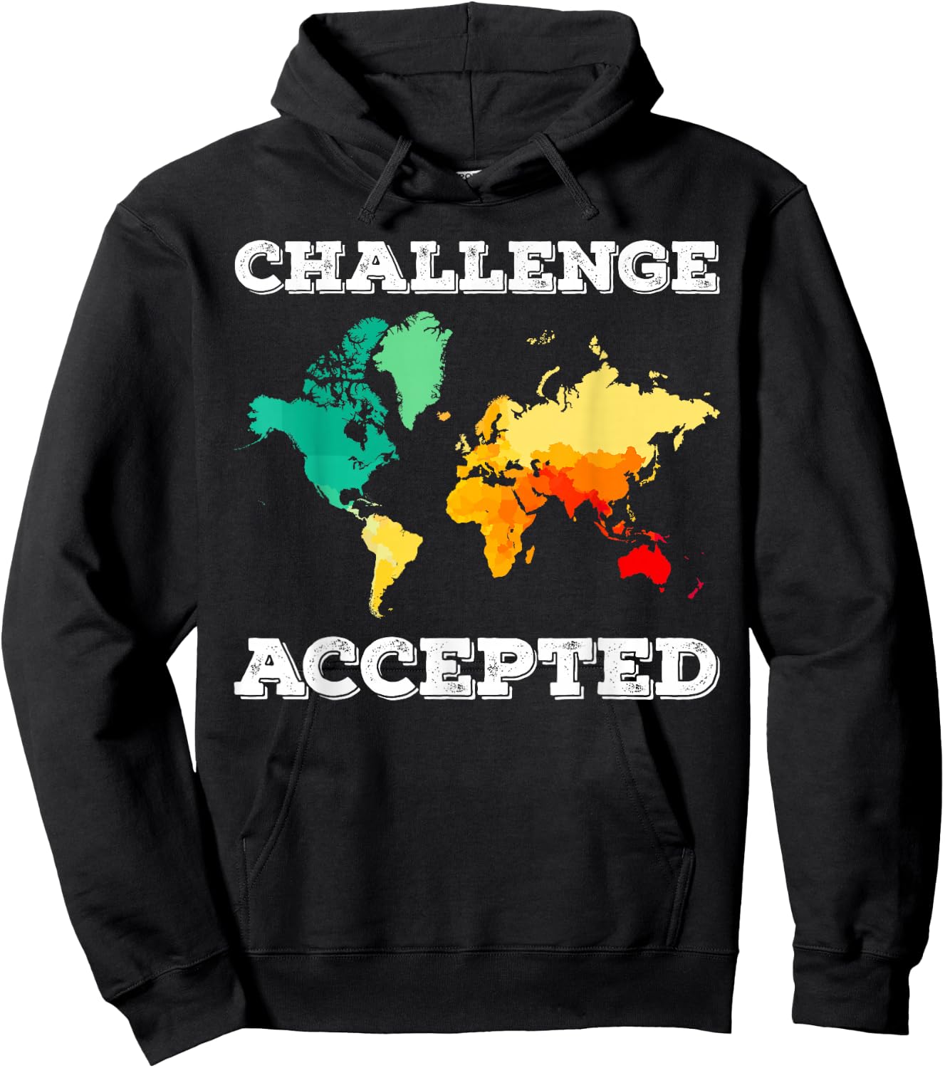 Challenge Accepted Map T Shirt | Travel World Traveler Shirt Hoodie - Hoodie | Black