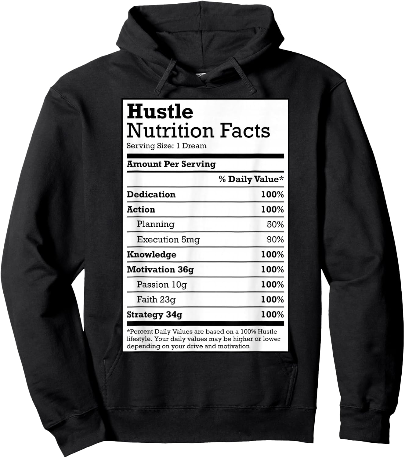 Hustle Nutrition Facts Christmas Birthday Gift Rap Urban Hoodie - Hoodie | Black