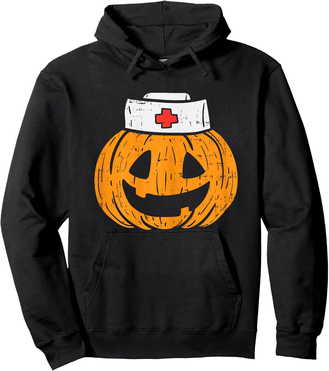Pumpkin Nurse Funny Scary Halloween Costume RN CNA ICU Girls Hoodie - Hoodie | Black