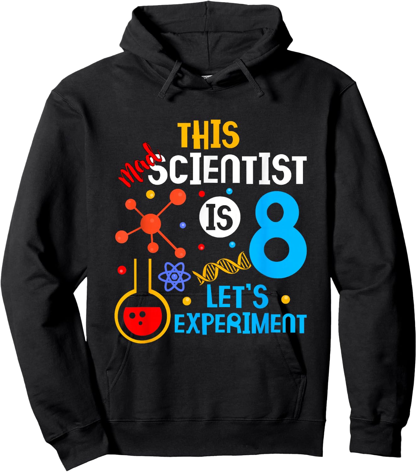 8th Birthday This Crazy Scientist is 8 Lass Hoodie - Hoodie | Black