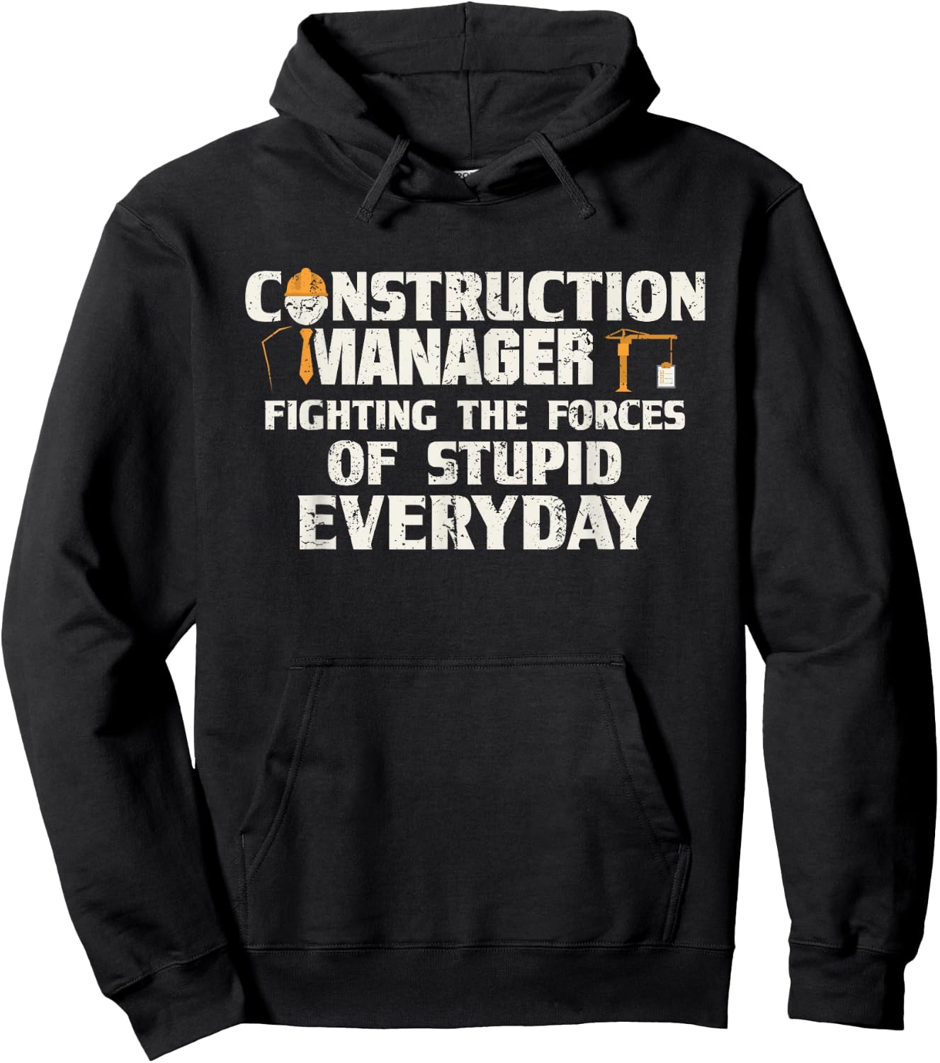 Funny Construction Manager Fighting The Forces Hoodie - Hoodie | Black