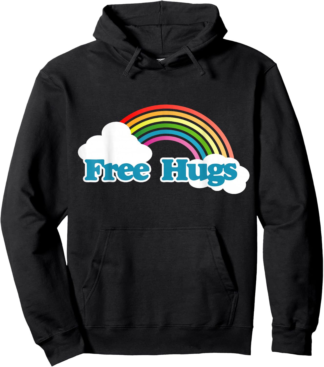 Free hugs shirt retro 80s rainbow I'm a hugger Hoodie - Hoodie | Black