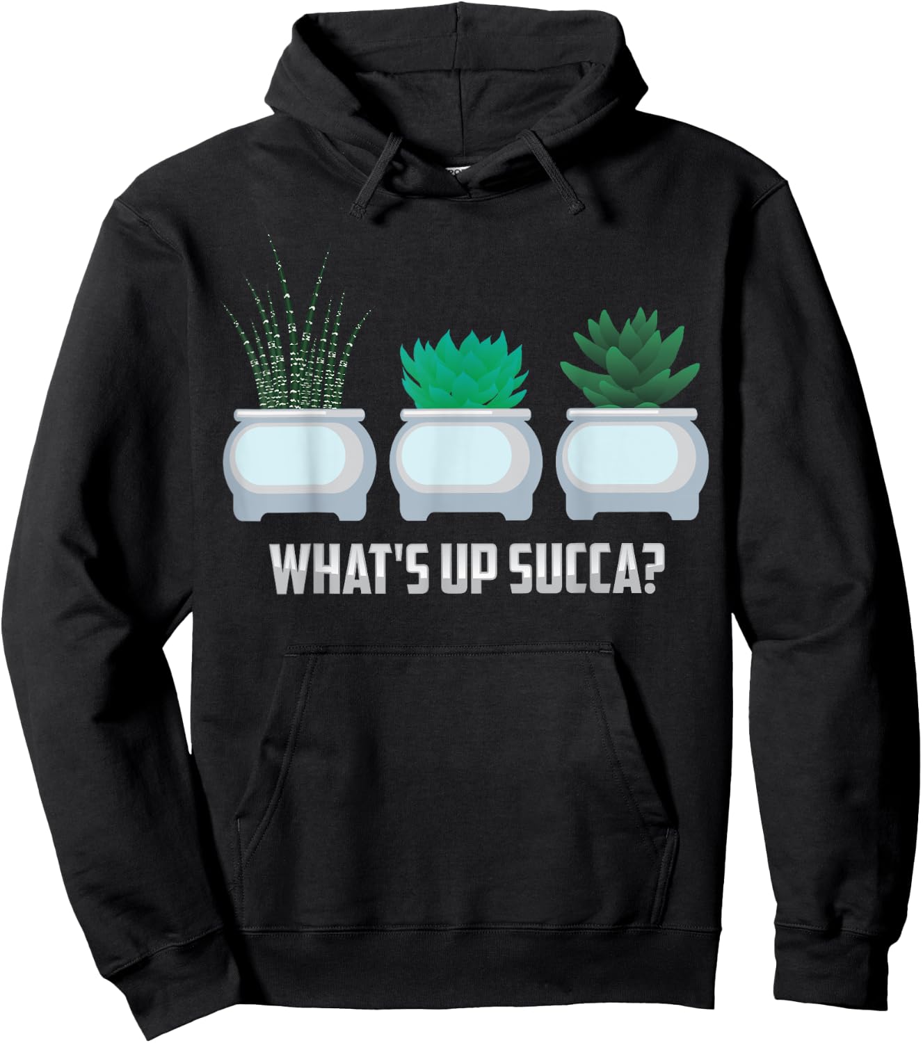 Funny What's Up Succa? Cactus Gift Plant Lovers Hoodie - Hoodie | Black