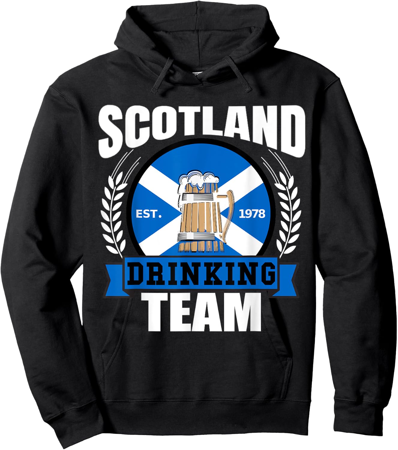 Scotland Drinking Team Funny Scottish Flag Beer Saltire Gift Hoodie - Hoodie | Black