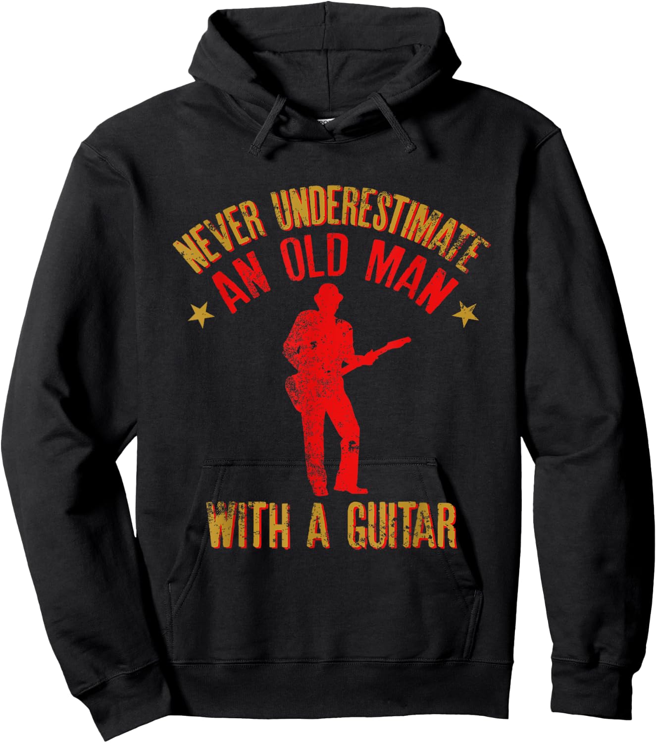 Never Underestimate an Old Man with a Guitar Funny Quote Hoodie - Hoodie | Black