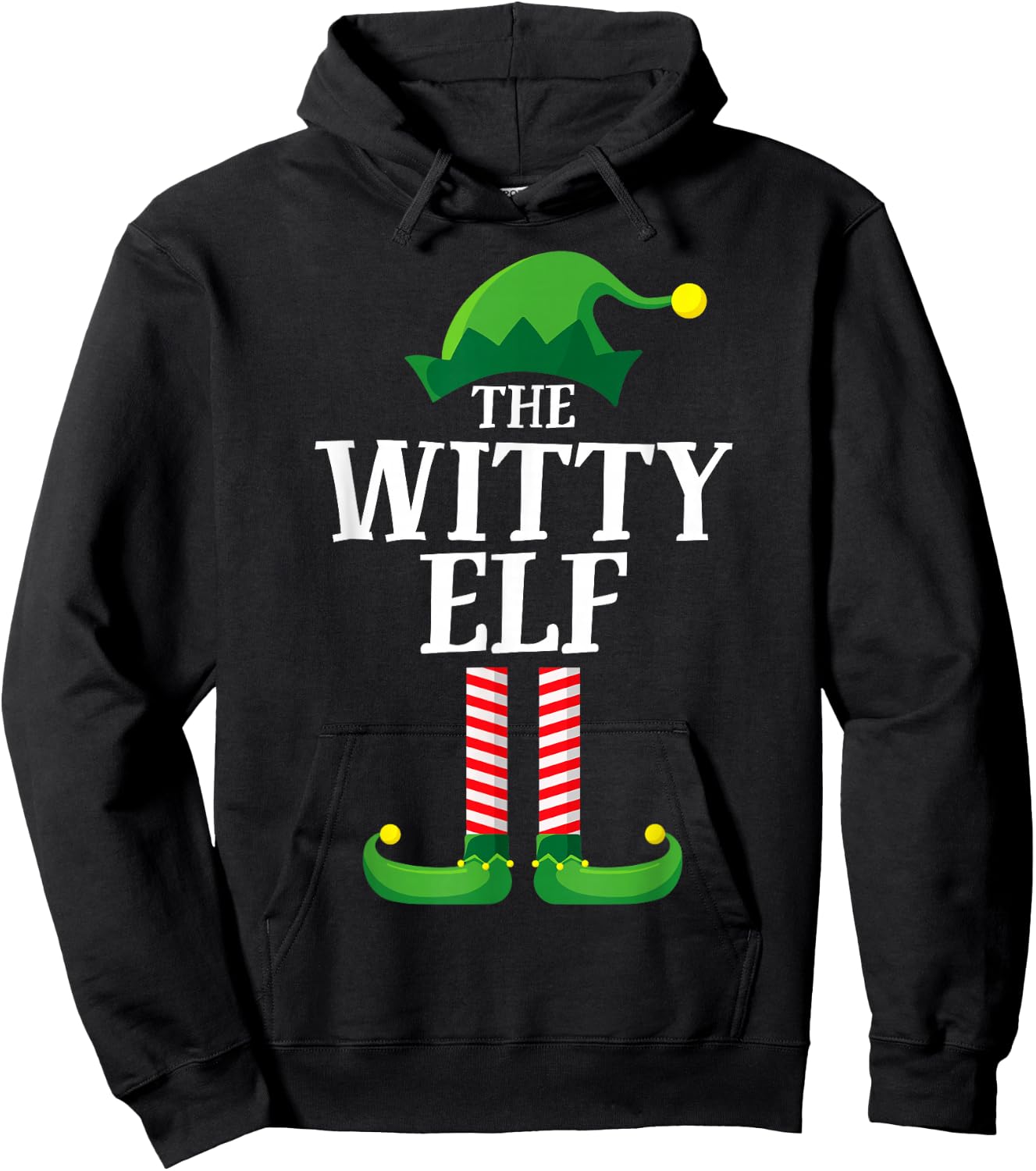 Witty Elf Matching Family Group Christmas Party Pyjamas Hoodie - Hoodie | Black