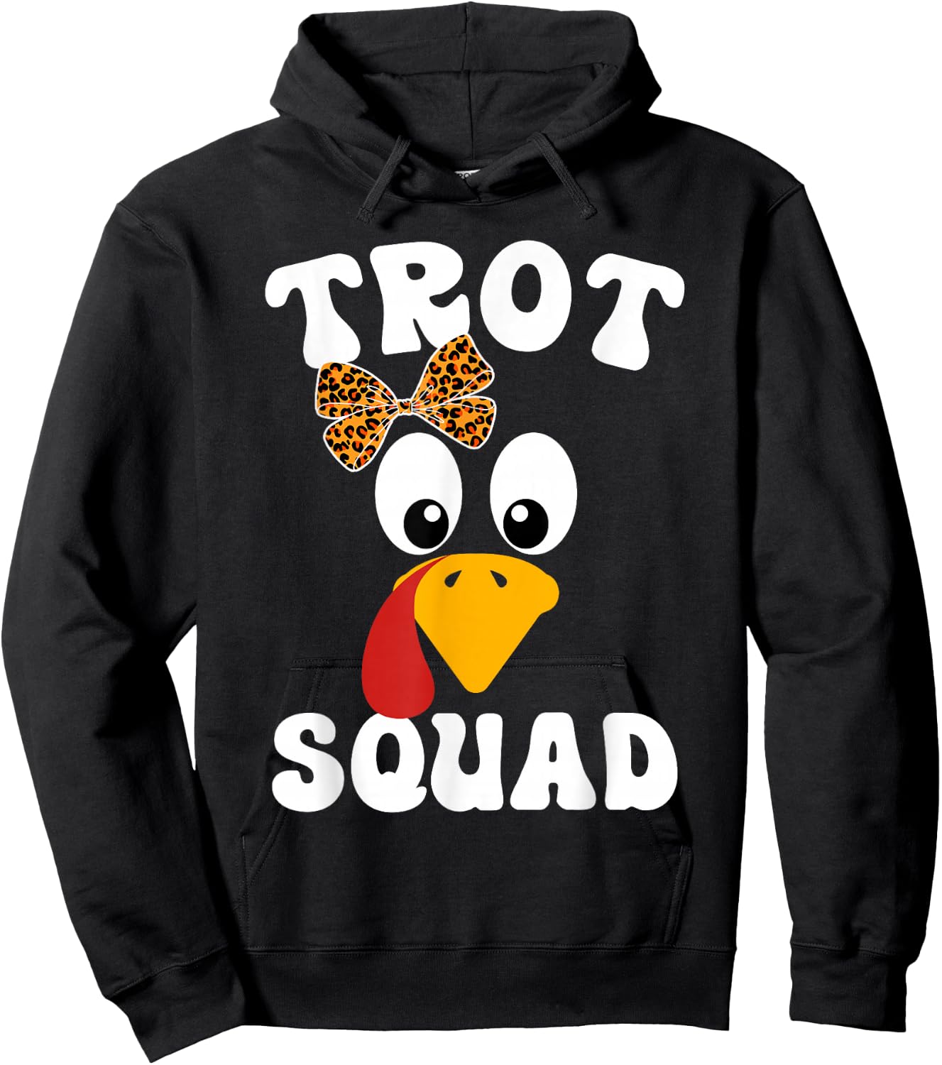 Thanksgiving Leopard Coquette Bow Running Turkey Trot Squad Hoodie - Hoodie | Black