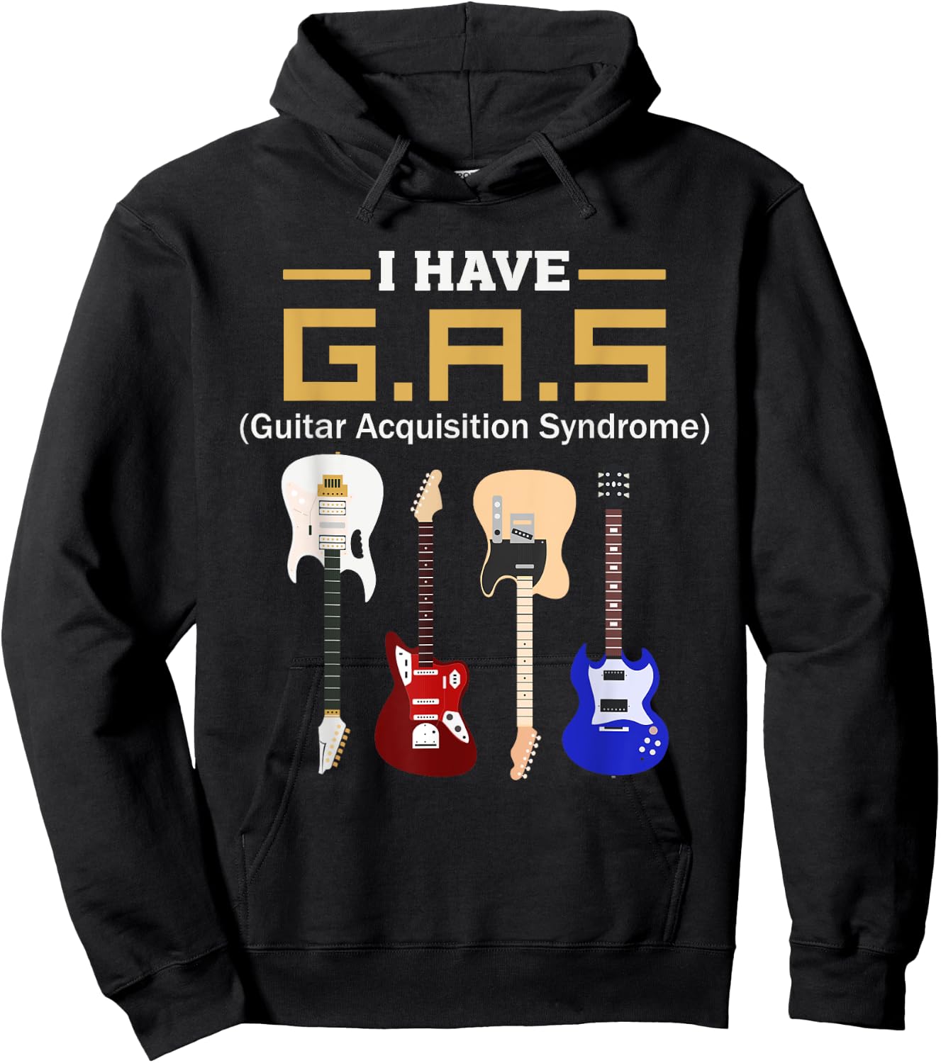 GAS Guitar Acquisition Syndrome Funny Guitarist Hoodie - Hoodie | Black
