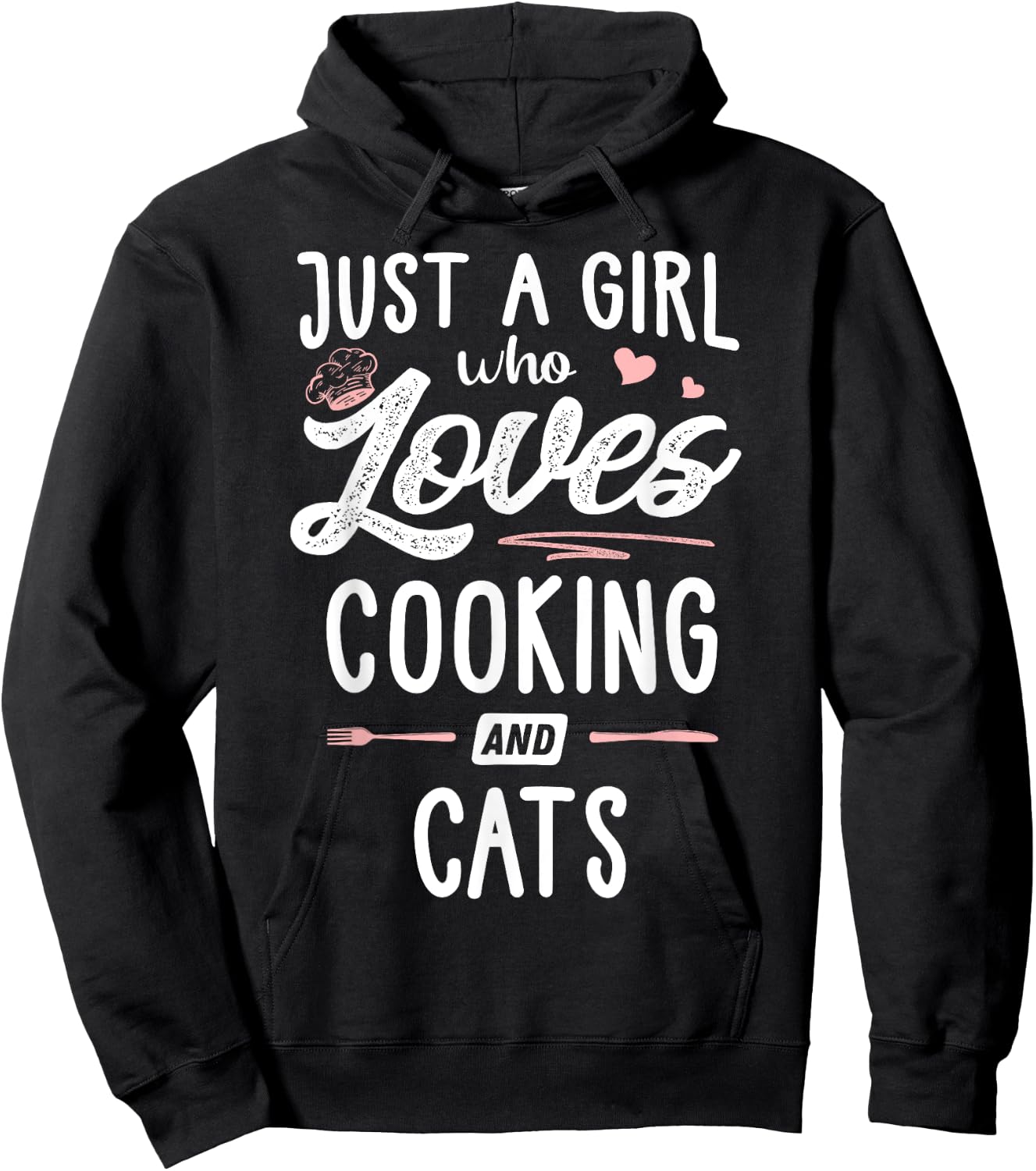Just A Girl Who Loves Cooking And Cats Gift Women Hoodie - Hoodie | Black
