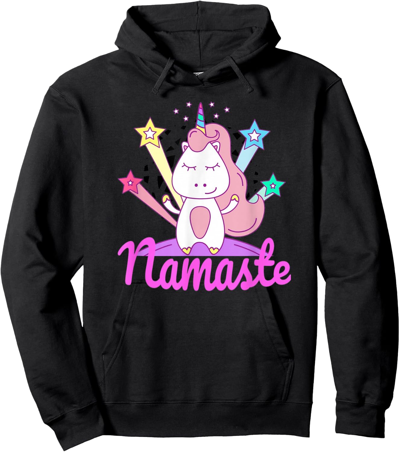 Namaste Unicorn for Kids - Girls Yoga Hoodie - Hoodie | Black