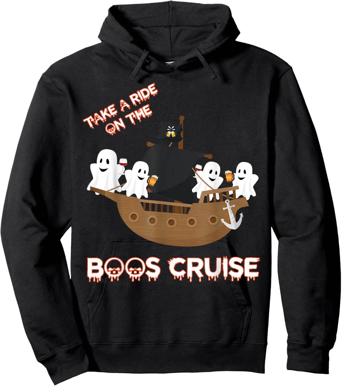 Halloween Party Wine Beer drinking Boos Cruise Shirt Hoodie - Hoodie | Black