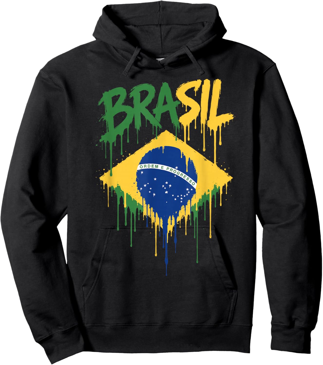 Brasil with Brazilian Flag Colors Men, Women & Kids Brazil Hoodie - Hoodie | Black