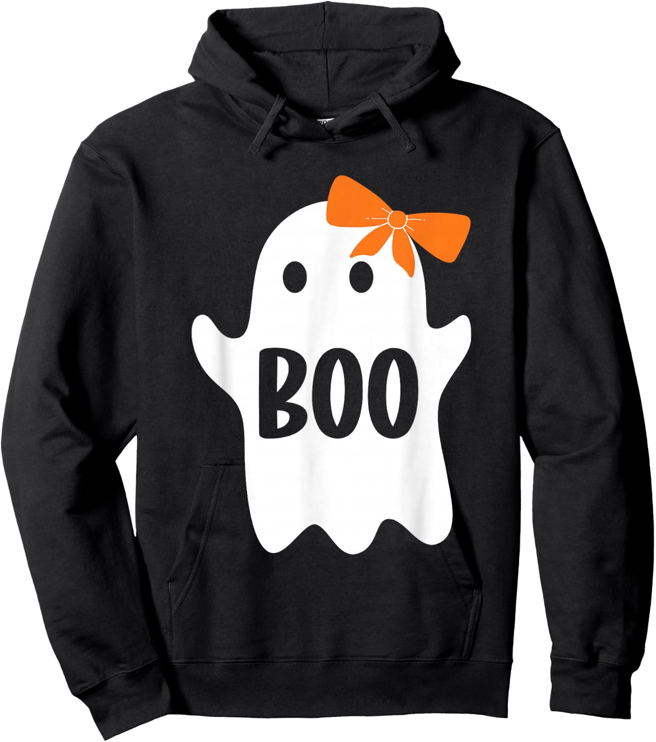 Cute Ghost with Bow, Boo Halloween Monster Kids Adults Hoodie - Hoodie | Black