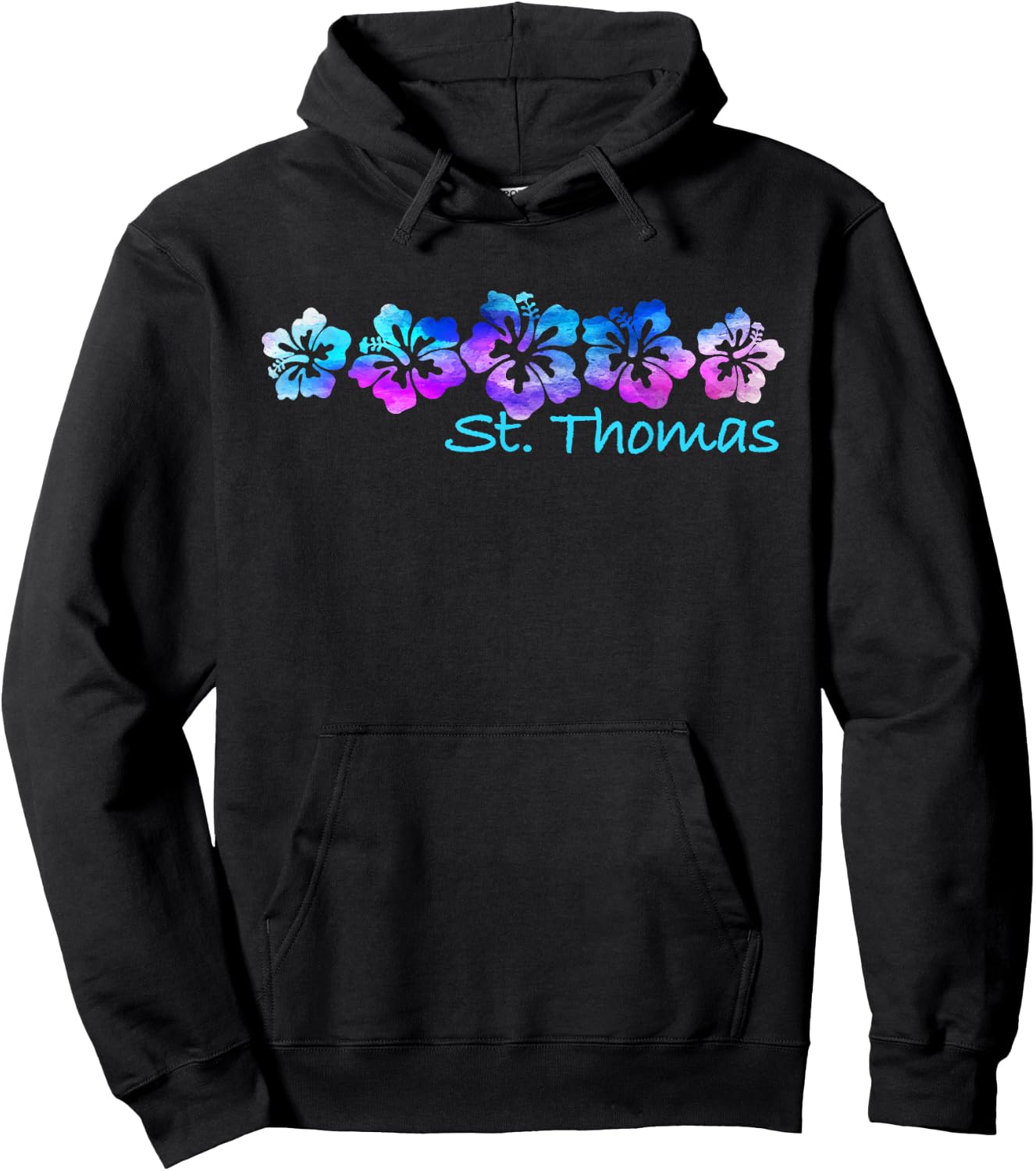 St. Thomas Tropical Flower- Vacation Hoodie - Hoodie | Black