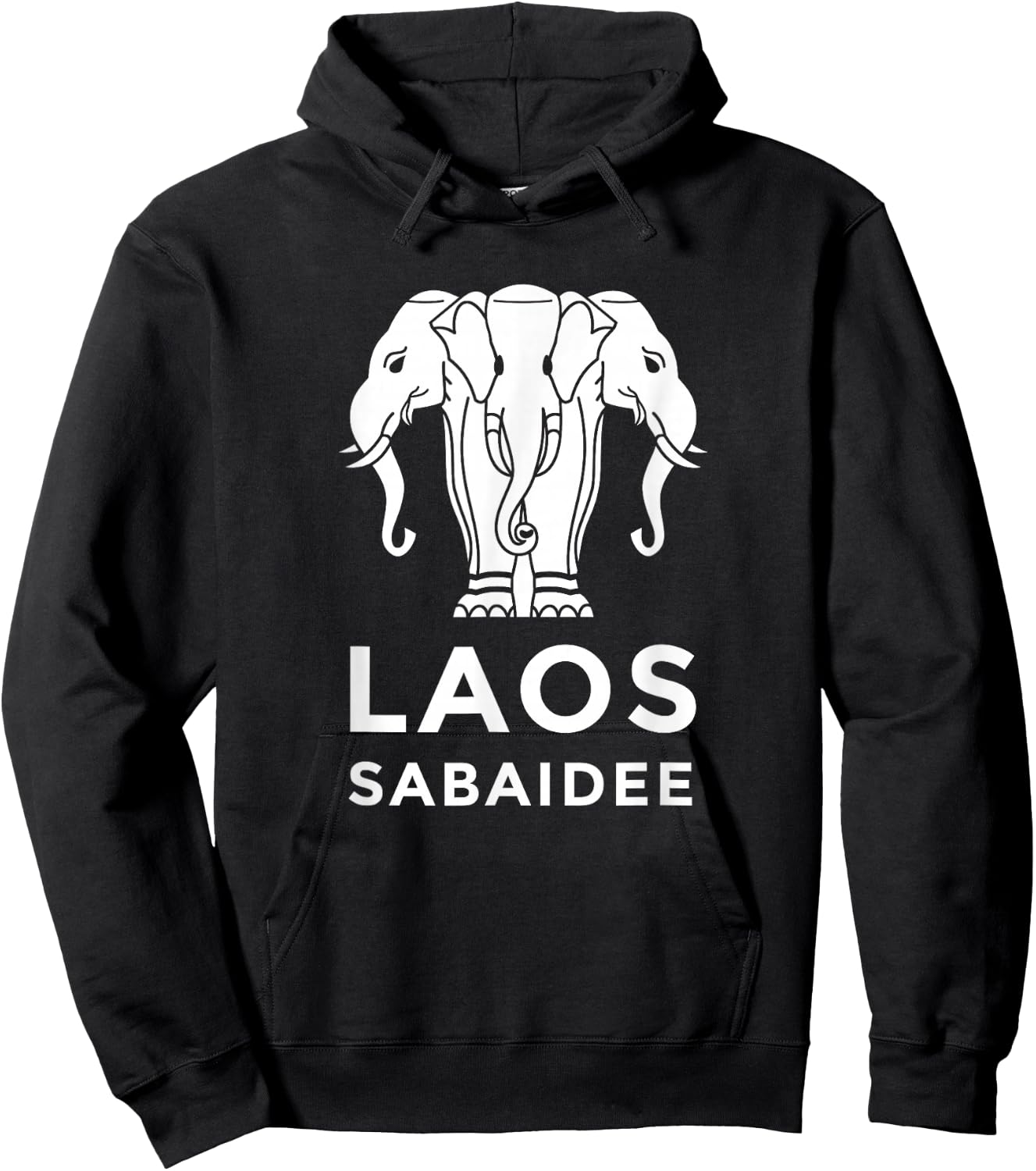 Laos Erawan 3 Headed Elephant Funny Laotian Gift Hoodie - Hoodie | Black