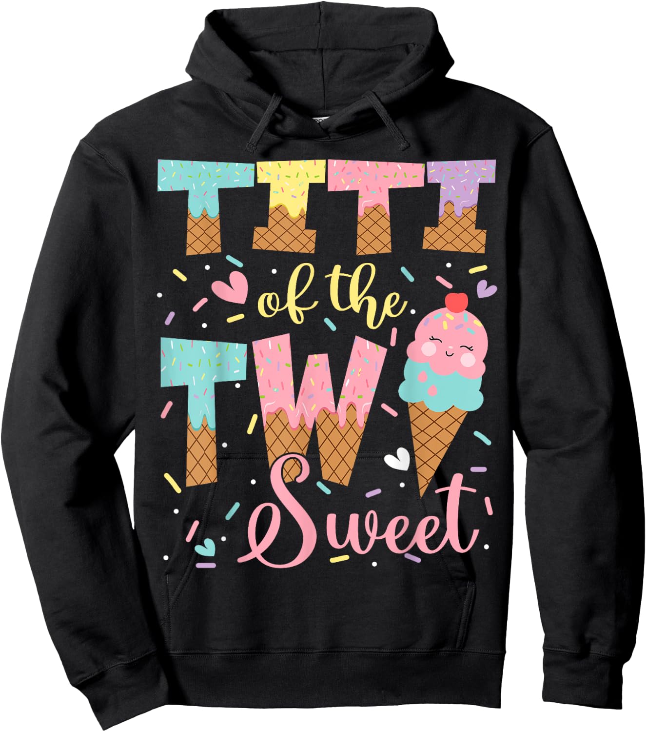 Titi Of The Two Sweet 2Nd Birthday Girl Ice Cream Hoodie - Hoodie | Black