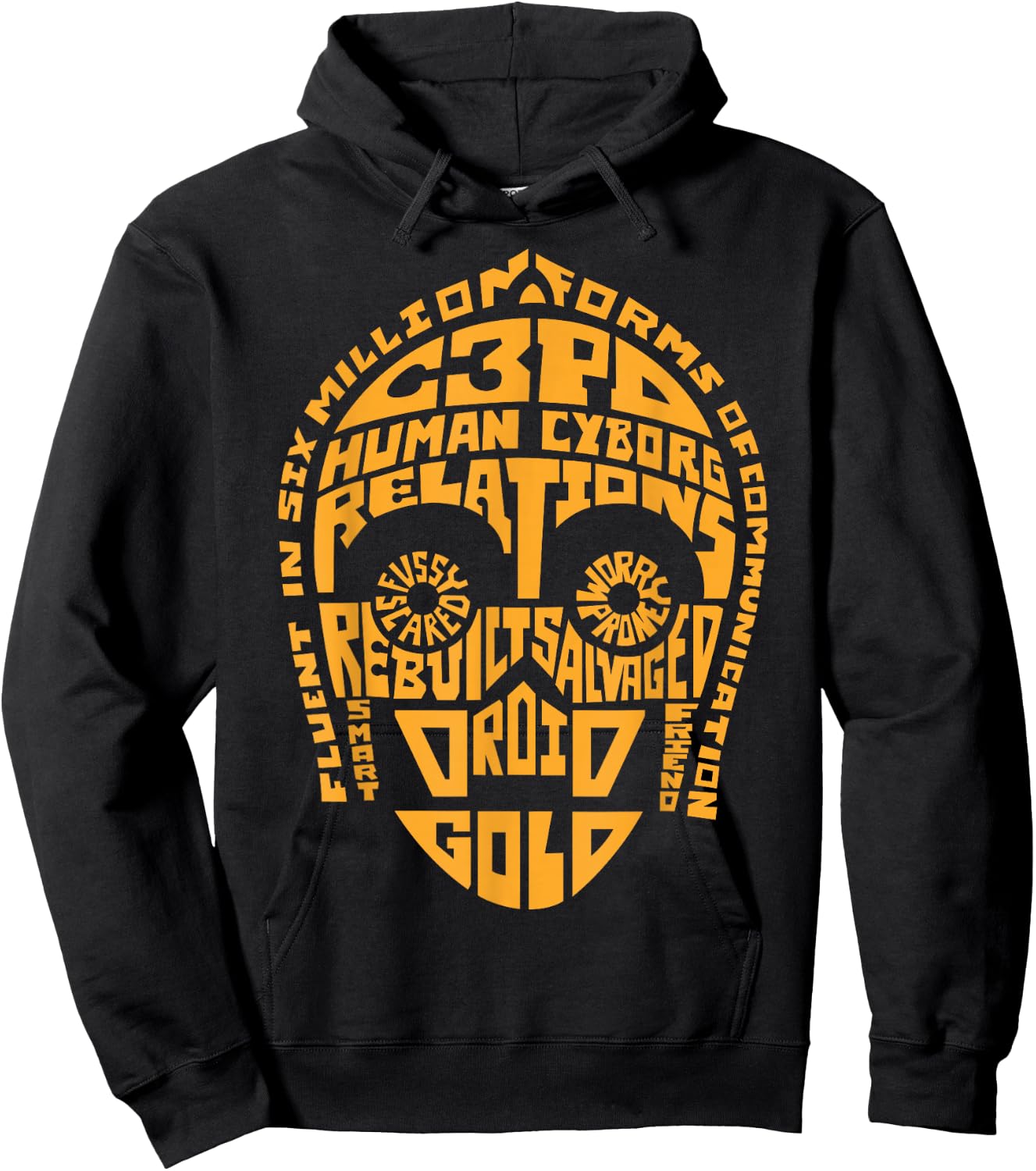 Star Wars C3PO Human Cyborg Word Relations Hoodie - Hoodie | Black