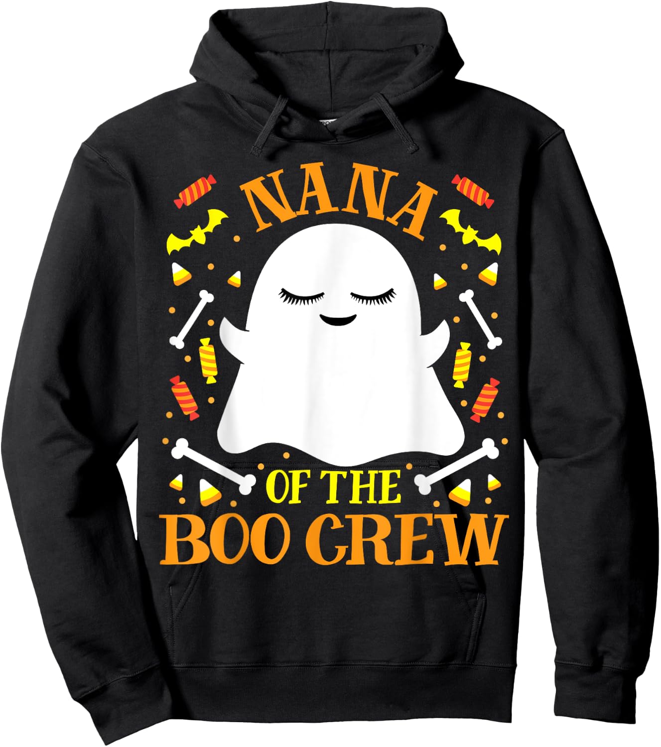 Nana Boo Crew Ghost Matching Family Set Grandma Halloween Hoodie - Hoodie | Black