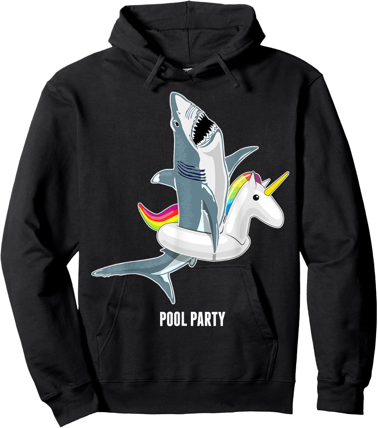 Pool Party Unicorn Float Funny Shark Lover Gift Kids Hoodie - Hoodie | Black