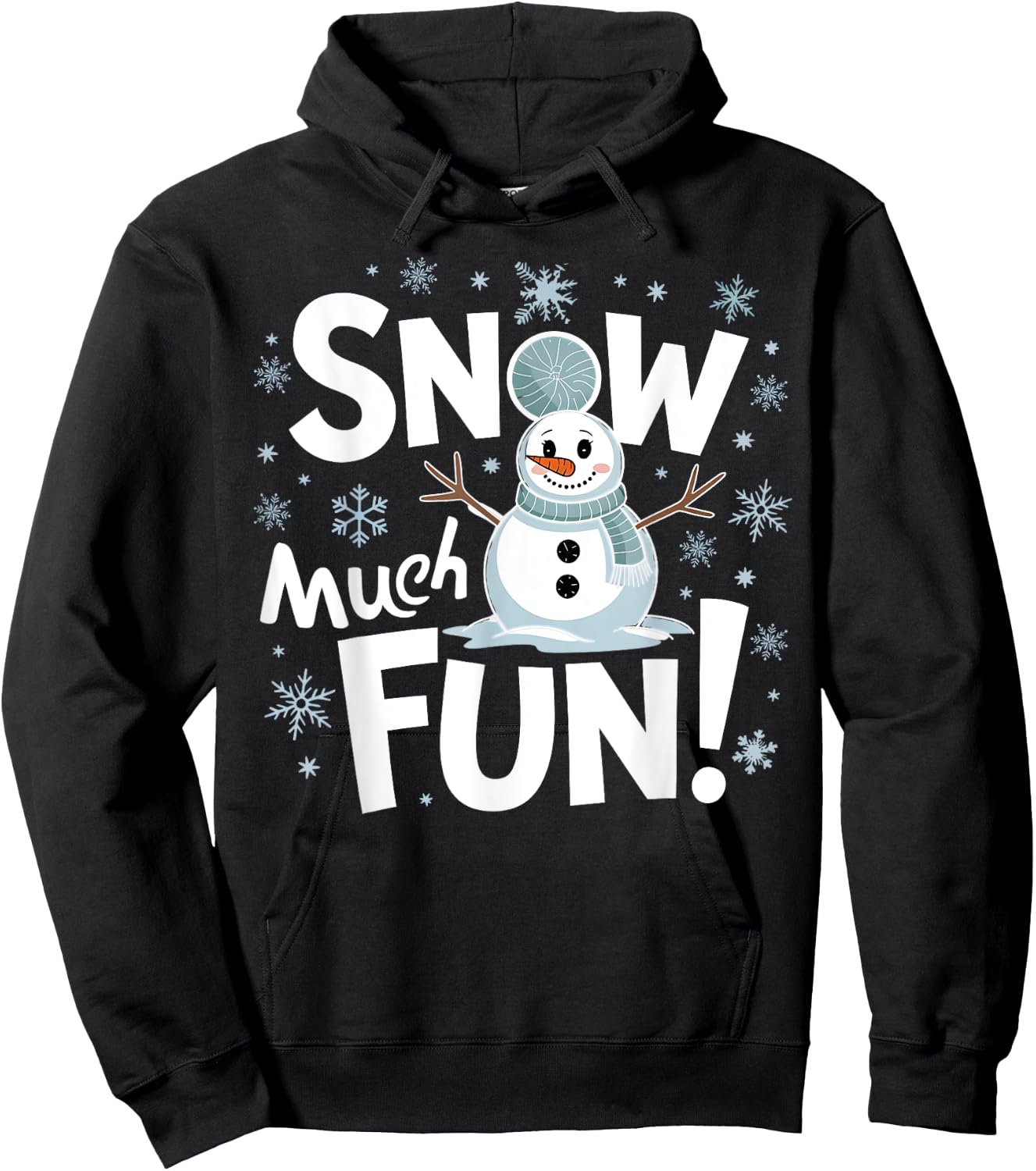 Snow Much Fun Winter Snowman Christmas Funny Xmas Holiday Hoodie - Hoodie | Black