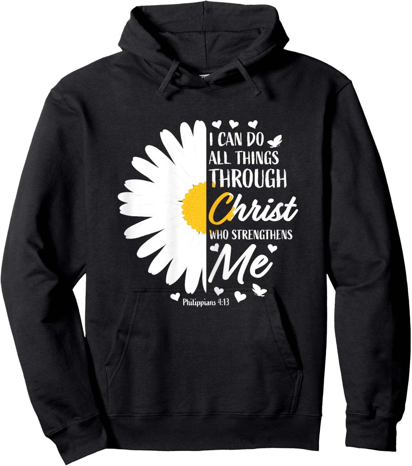 Philippians 4:13 Christian Flower Religious Gift Bible Verse Hoodie - Hoodie | Black
