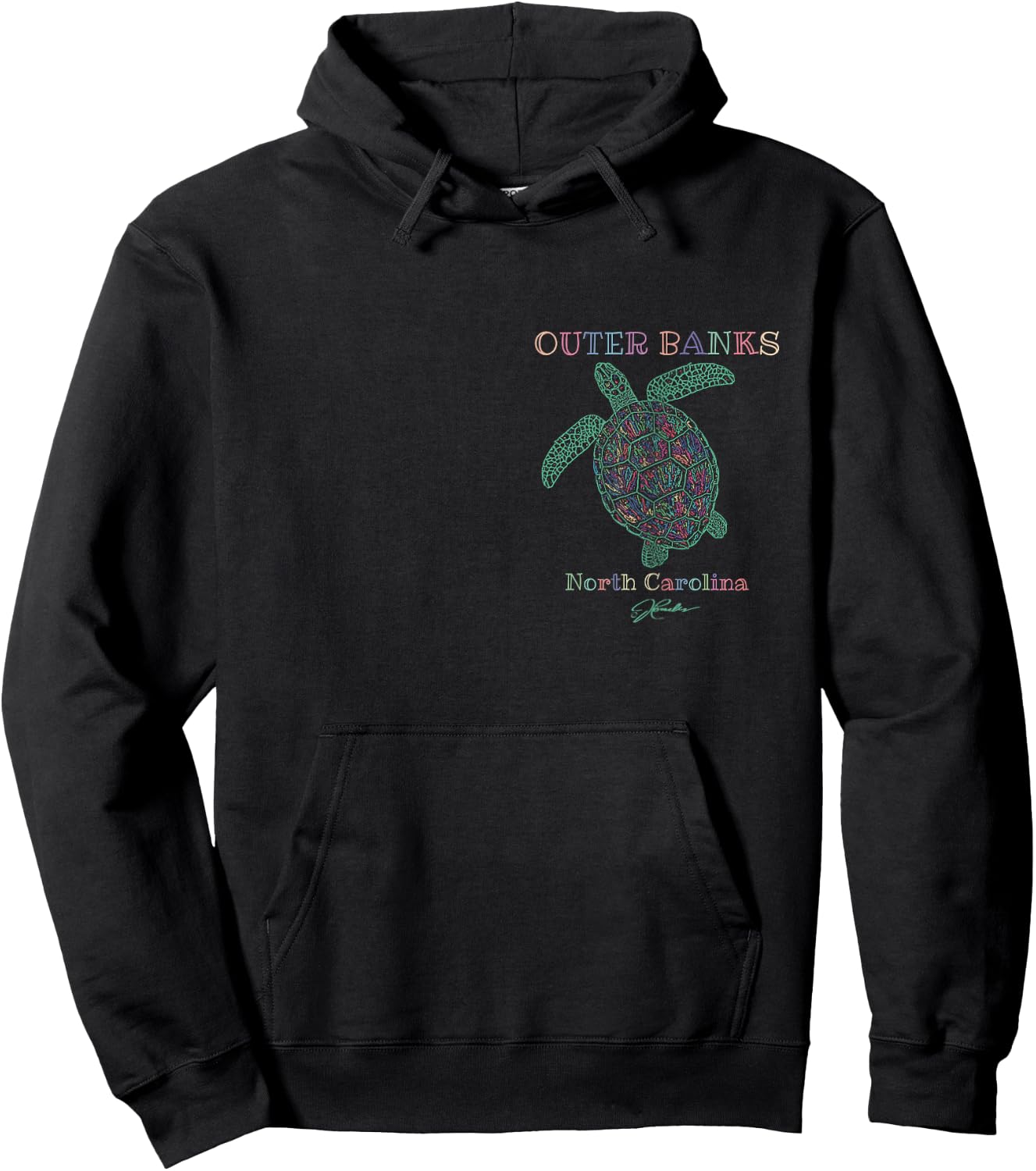JCombs: Outer Banks, NC, Sea Turtle (2-Sided) Hoodie - Hoodie | Black