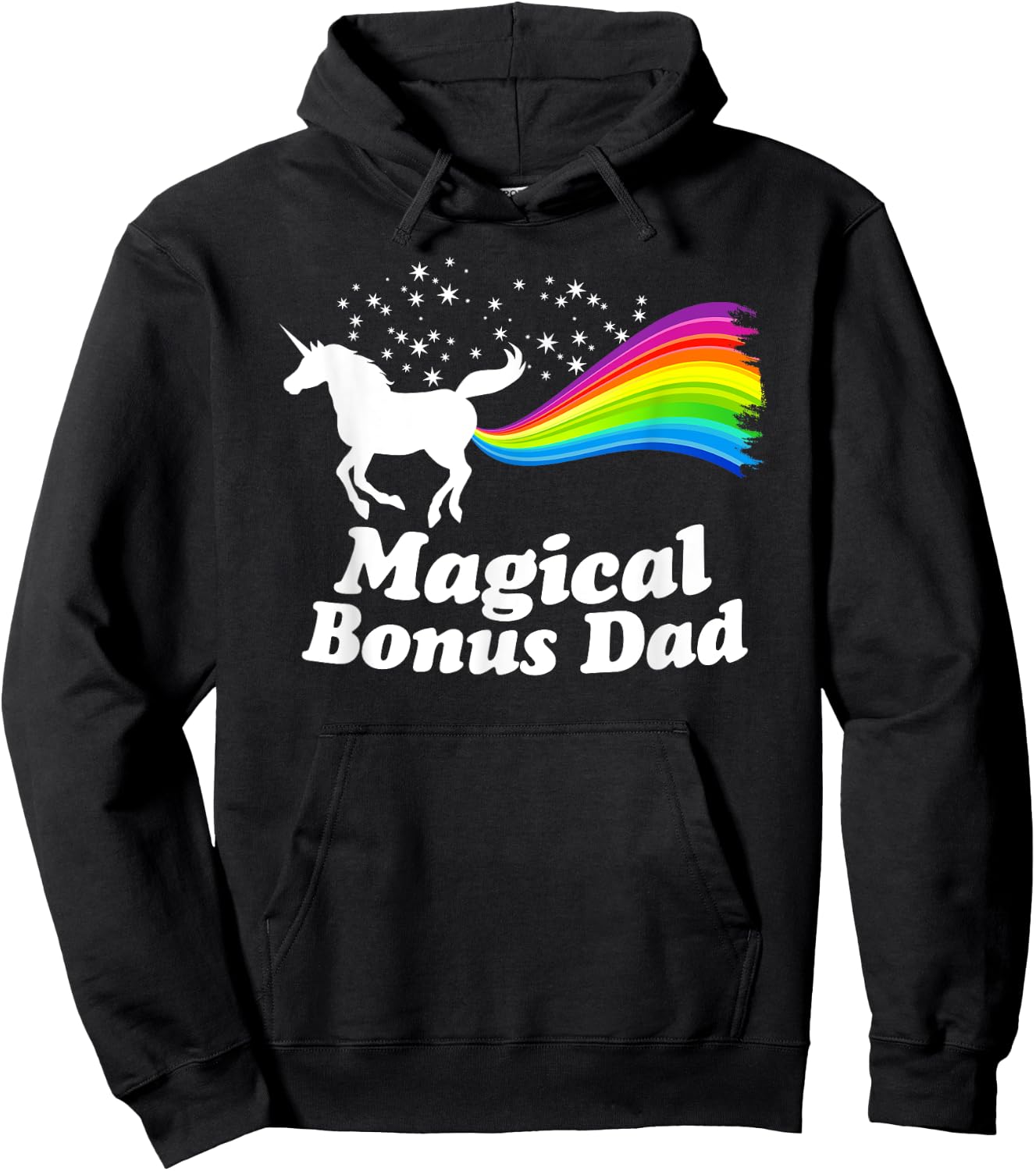 Magical Bonus Dad Unicorn Farting Rainbow T Shirt -Funny Hoodie - Hoodie | Black