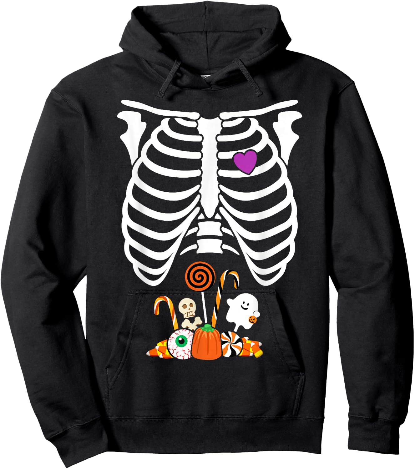 Halloween Candy Skeleton Rib Cage X-Ray Funny Hoodie - Hoodie | Black
