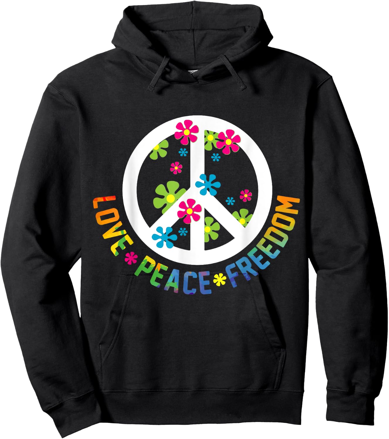 Peace Love Hippie Costume Tie Die 60s 70s Yoga Outfit Gift Hoodie - Hoodie | Black