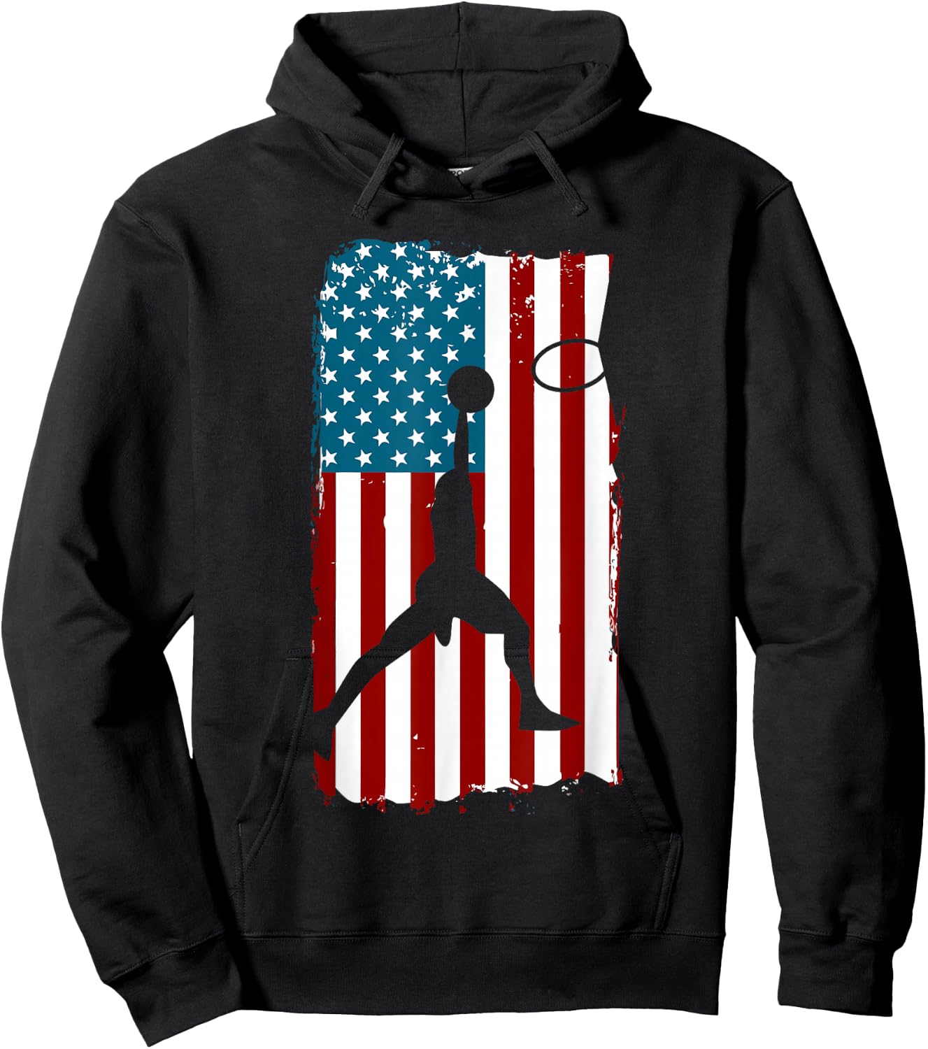 US American Flag Basketball Patriotic Athlete Print For Boys Hoodie - Hoodie | Black