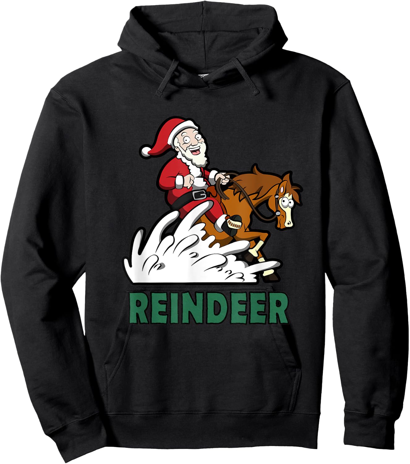 Reindeer Santa on a Reining Horse Hoodie - Hoodie | Black