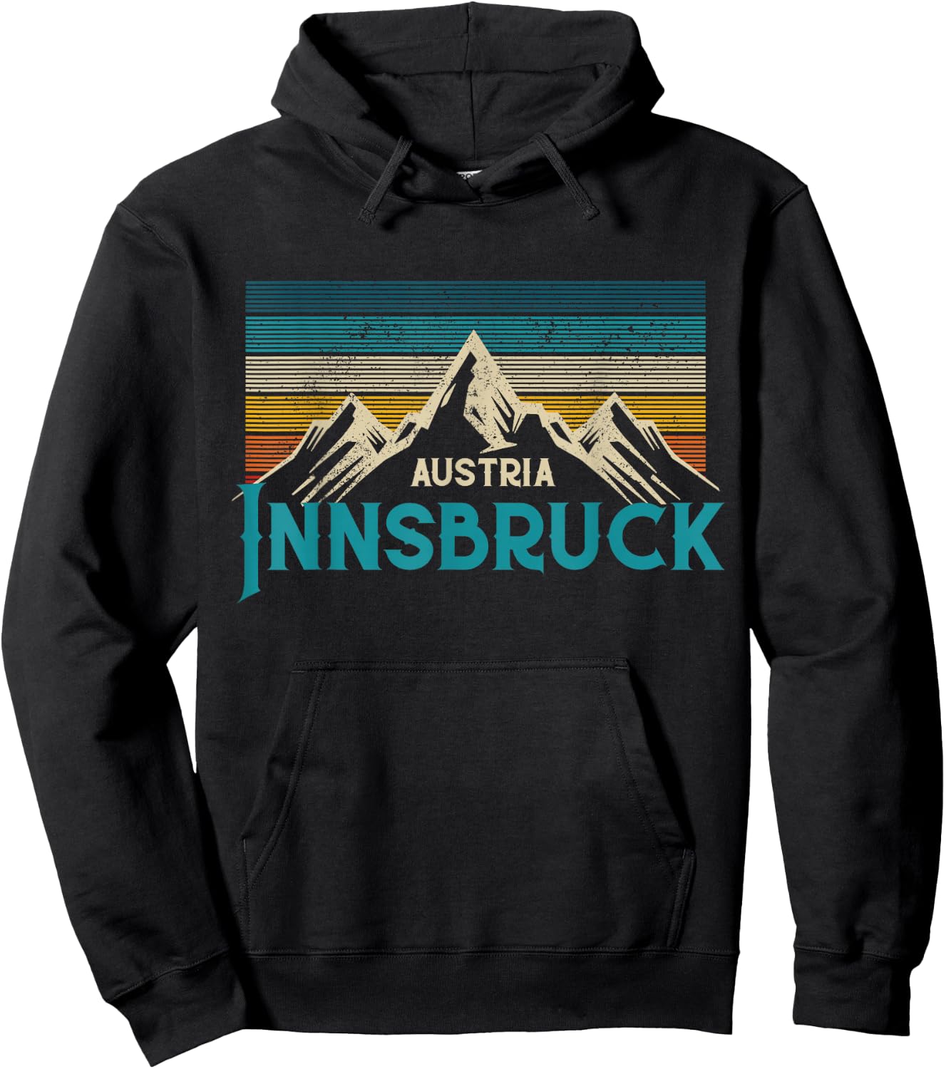 Innsbruck Austria Vintage Mountains Alps Ski Souvenir Hoodie - Hoodie | Black