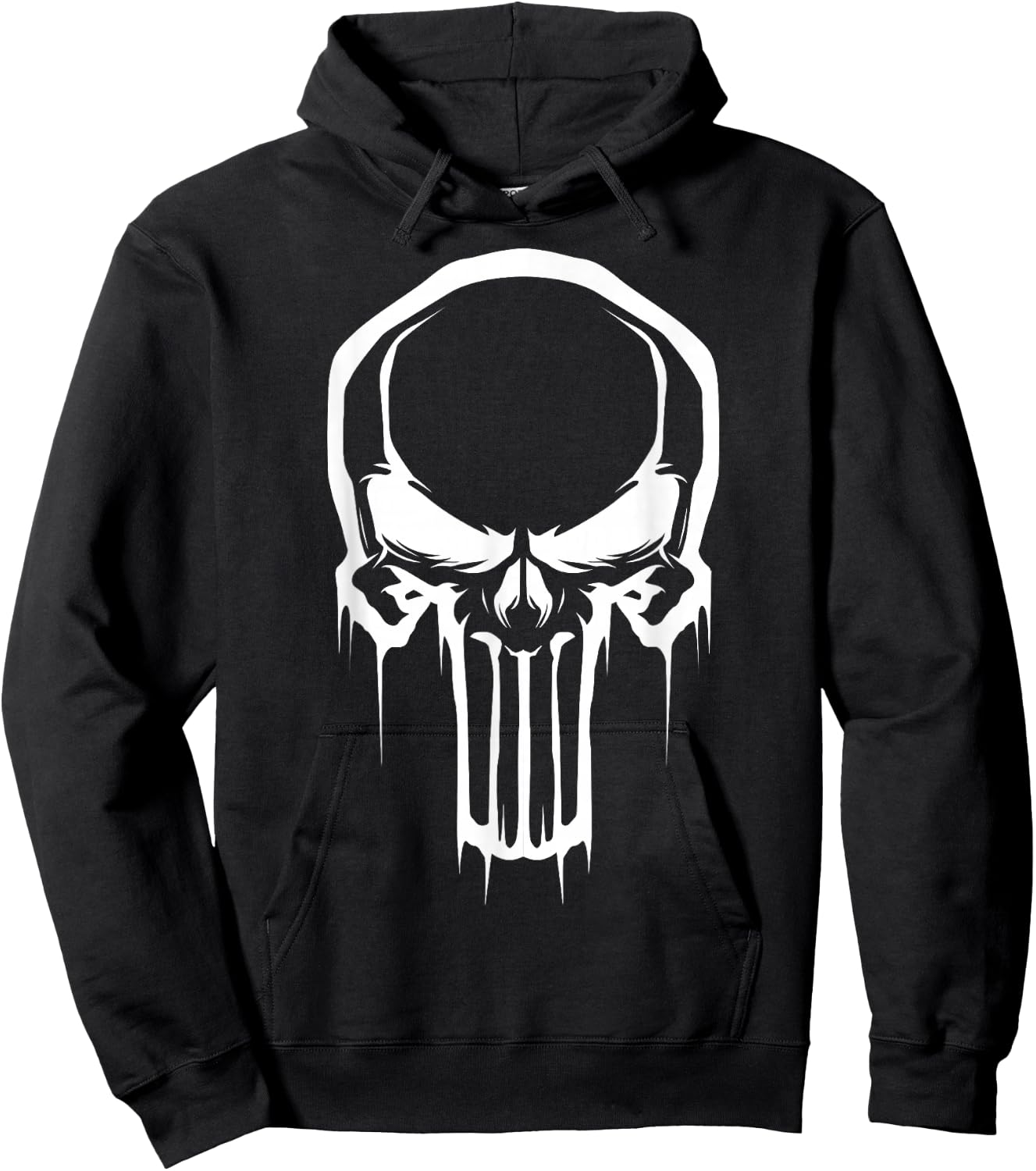 Marvel Painted Negative Space Punisher Logo Graphic Hoodie - Hoodie | Black