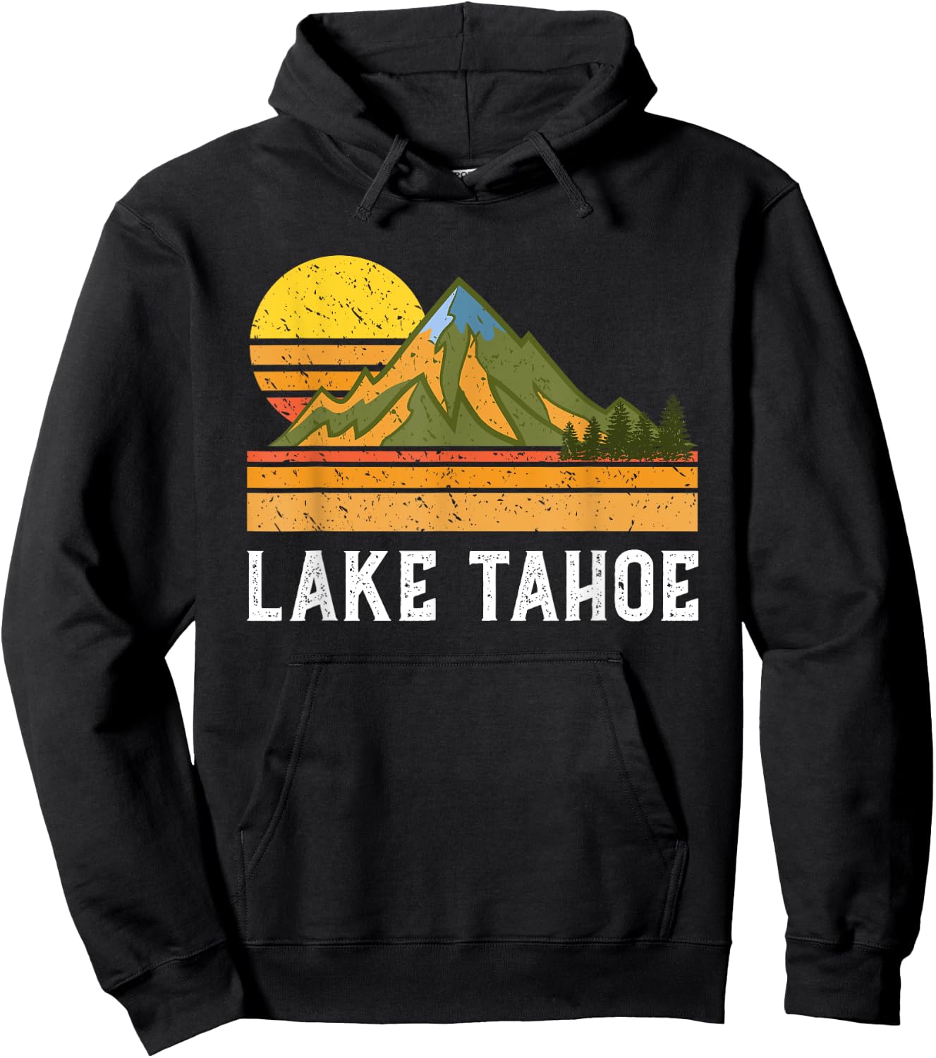 Mountain Sunset Vacation Gift- Lake Tahoe Hoodie - Hoodie | Black