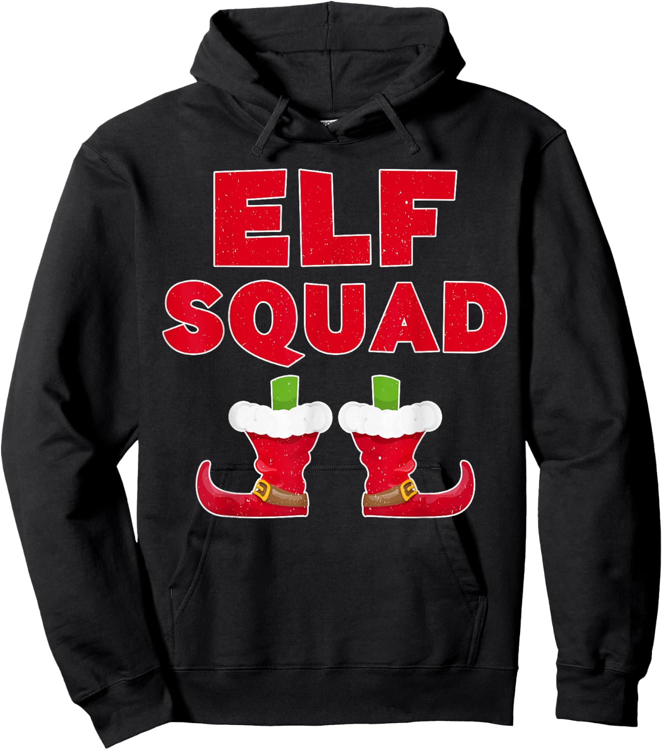 Elf Squad Shirt Adult Kids Boy Girl Christmas Crew Pajamas Hoodie - Hoodie | Black