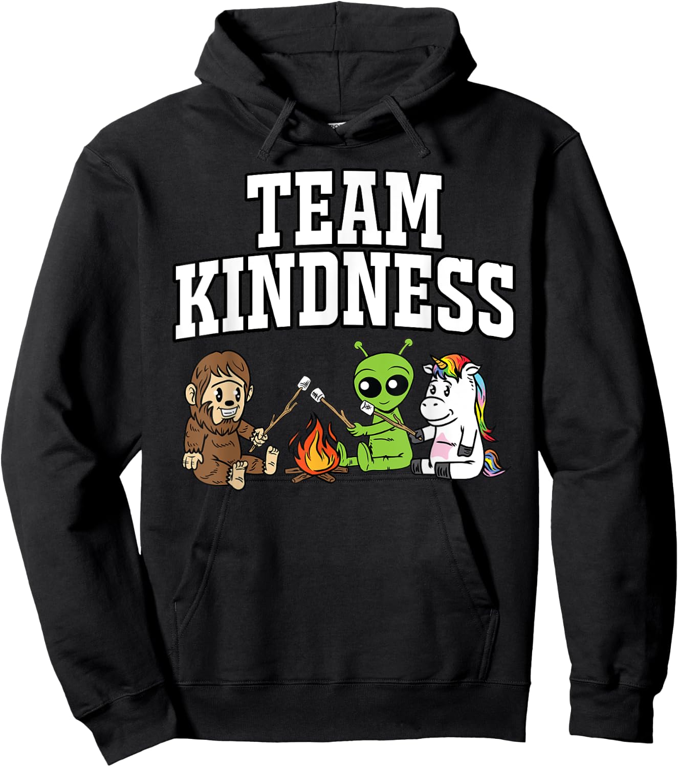 Team Kindness Sasquatch Alien Unicorn Teacher Shirt Gift Men Women Kids Hoodie - Hoodie | Black