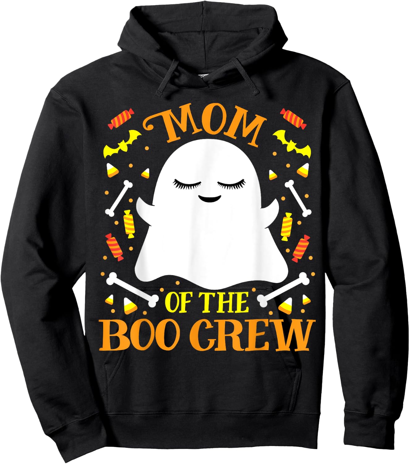 Mom Boo Crew Ghost Matching Family Set Mommy Halloween Hoodie - Hoodie | Black