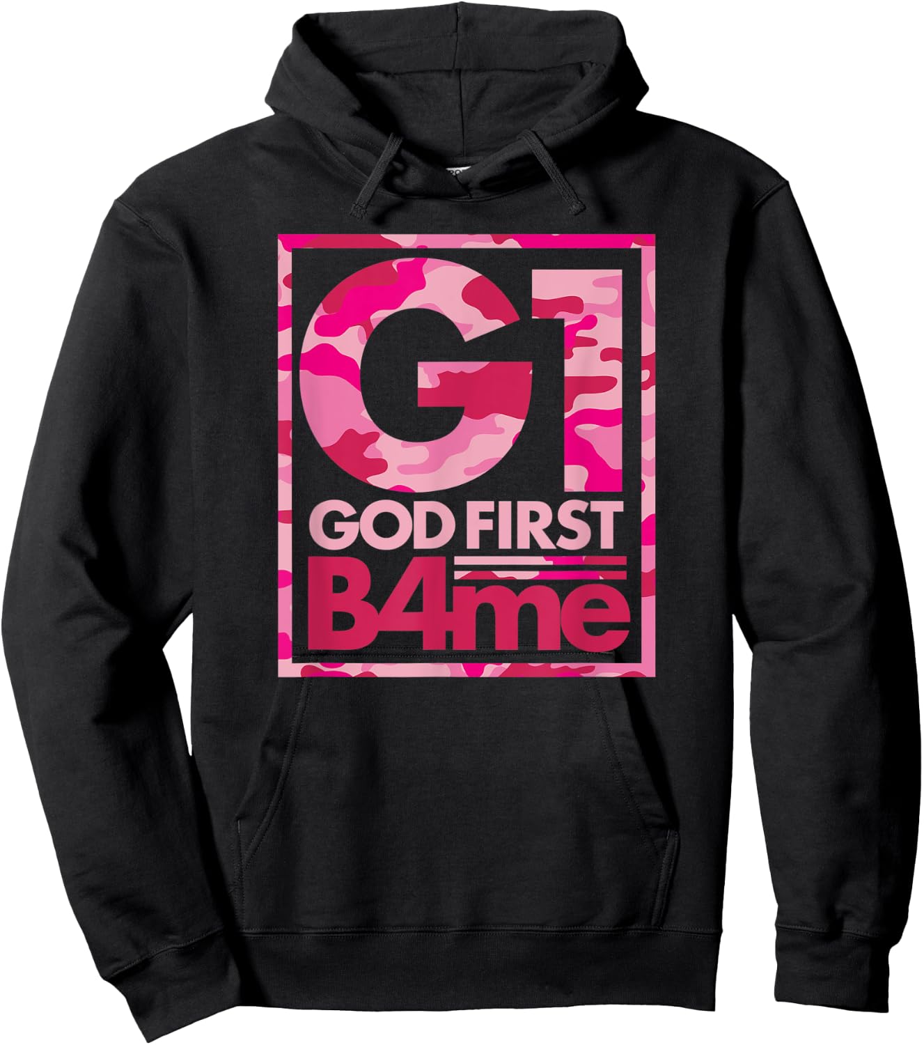 Pink Camo G1 God First Before Me Christian Hoodie - Hoodie | Black