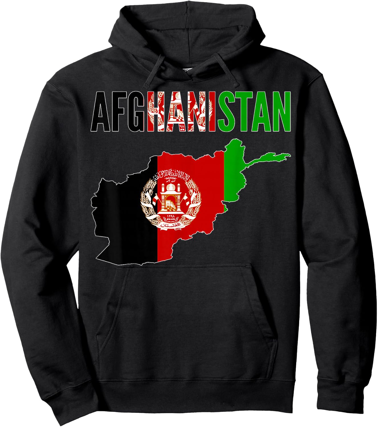 Afghan - Afghanistan Country Map Flag Hoodie - Hoodie | Black