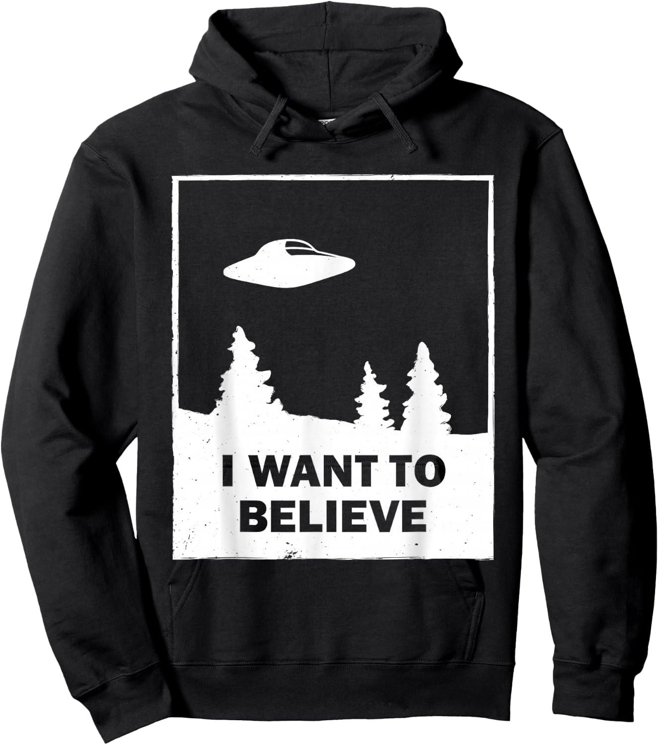 Vintage White I Want To Believe UFO Hoodie - Hoodie | Black