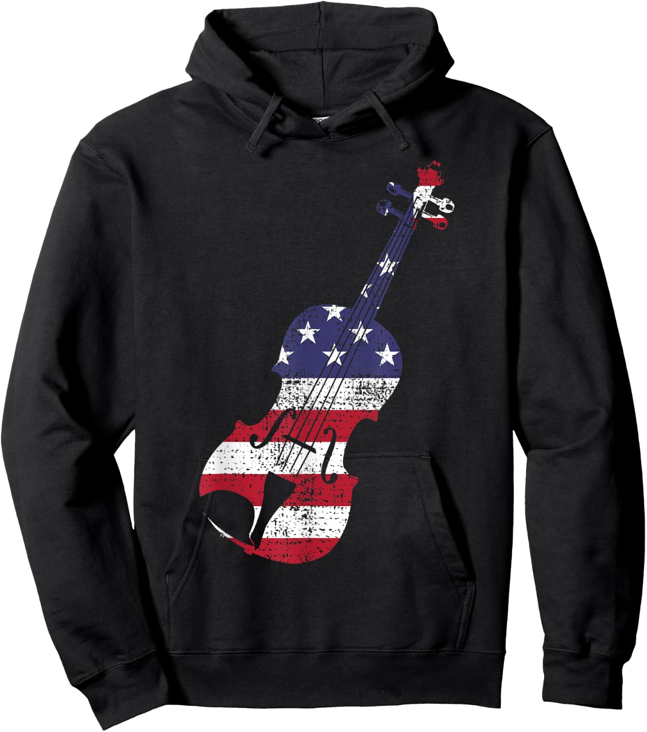 Violin USA Flag America Music Teacher Kids Men Hoodie - Hoodie | Black