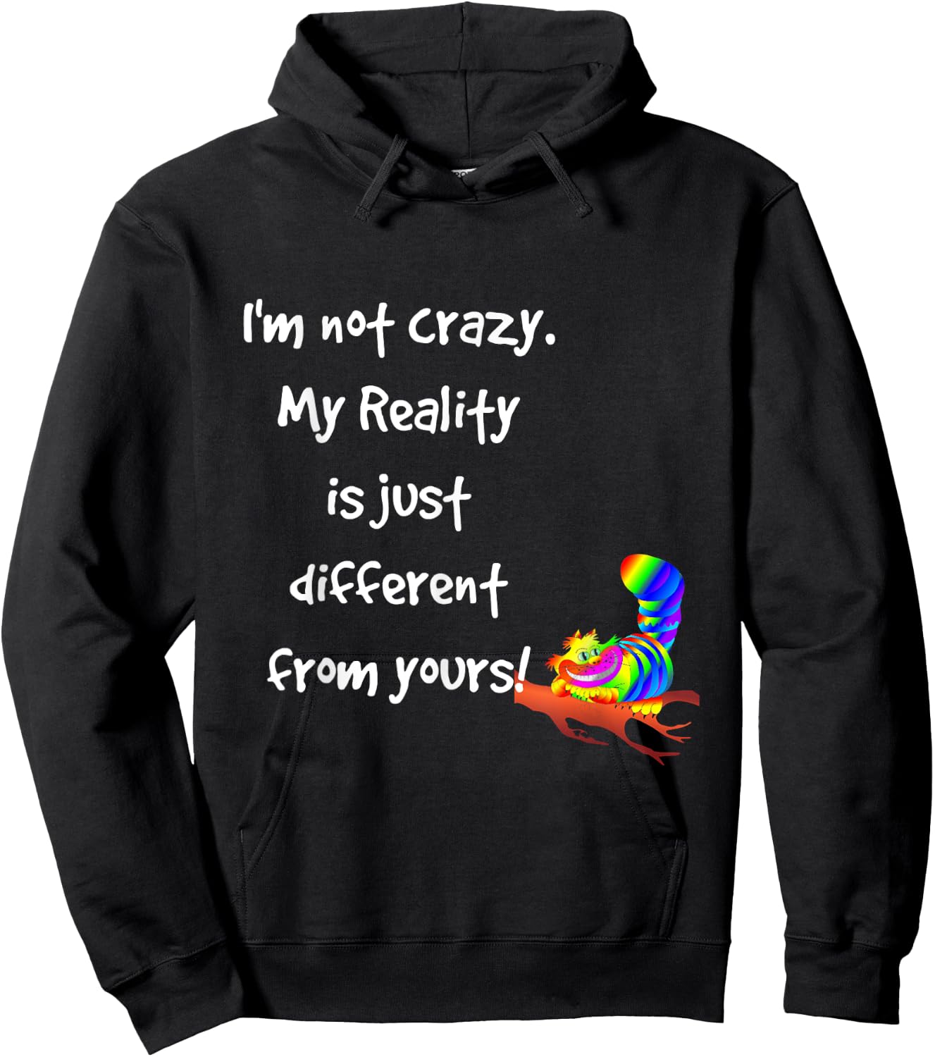 Cheshire Cat Quote Alice in Wonderland Costume I'm not Crazy Hoodie - Hoodie | Black