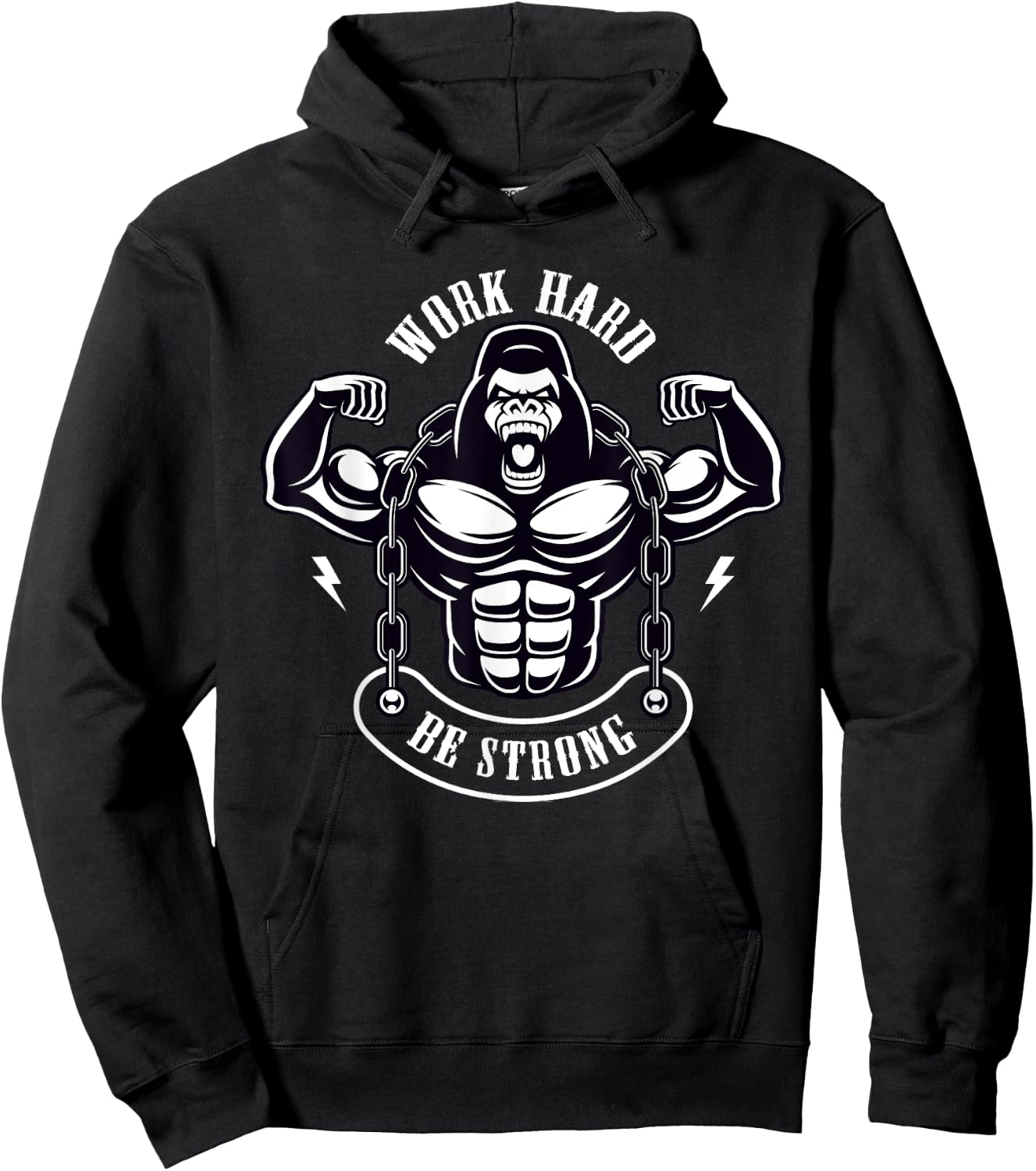 Work Hard be Strong Gorilla Silver Back Monkey Gift Hoodie - Hoodie | Black