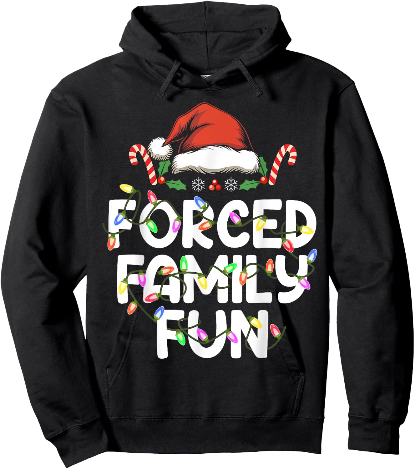 Forced Family Fun Christmas Pajamas Funny Hoodie - Hoodie | Black