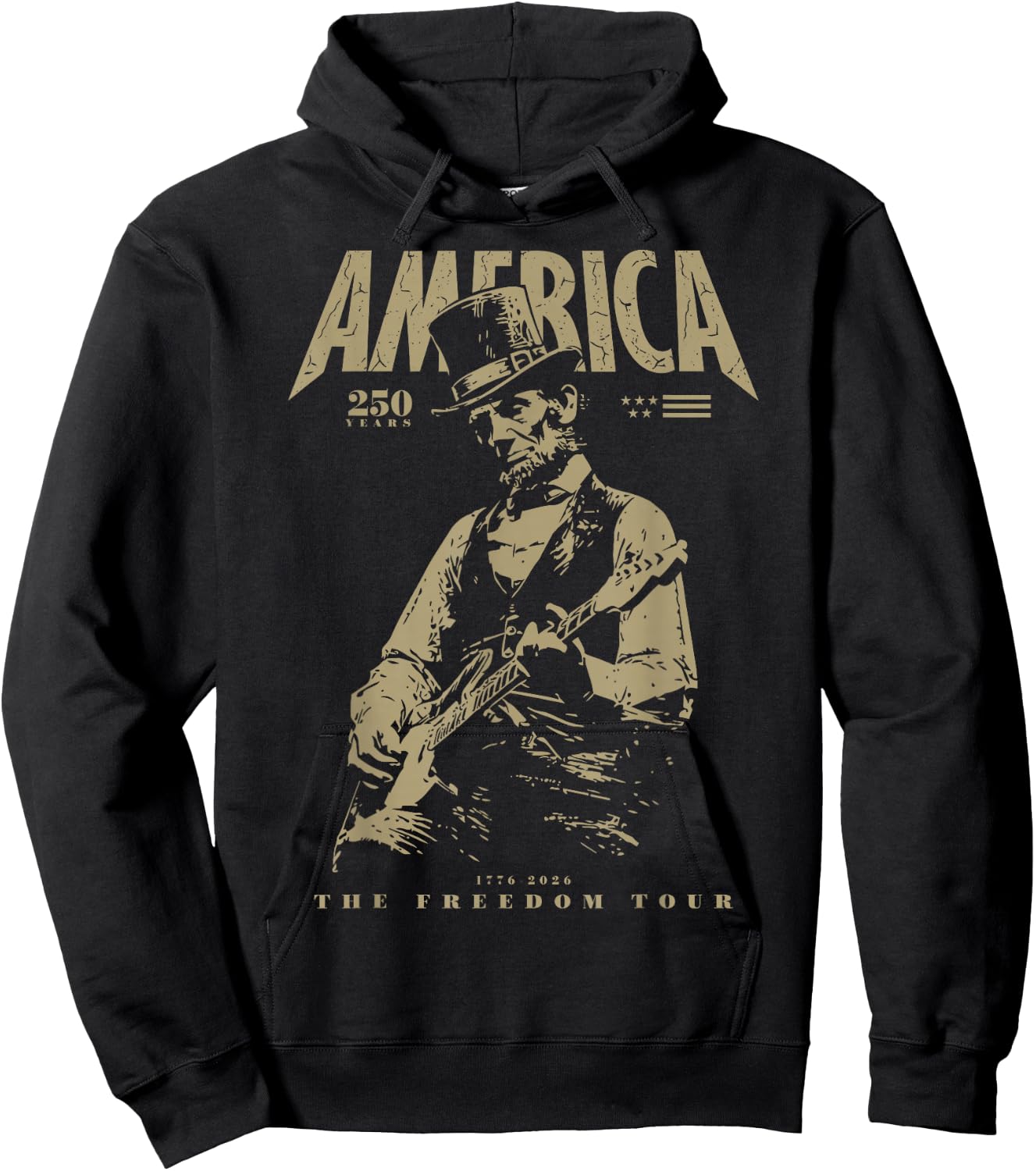 Abraham Lincoln Playing Guitar 4th July 250th Anniversary Hoodie - Hoodie | Black